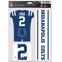 WinCraft Matt Ryan Indianapolis Colts 5.5'' x 7.75'' Fan Lot de 3 décalcomanies