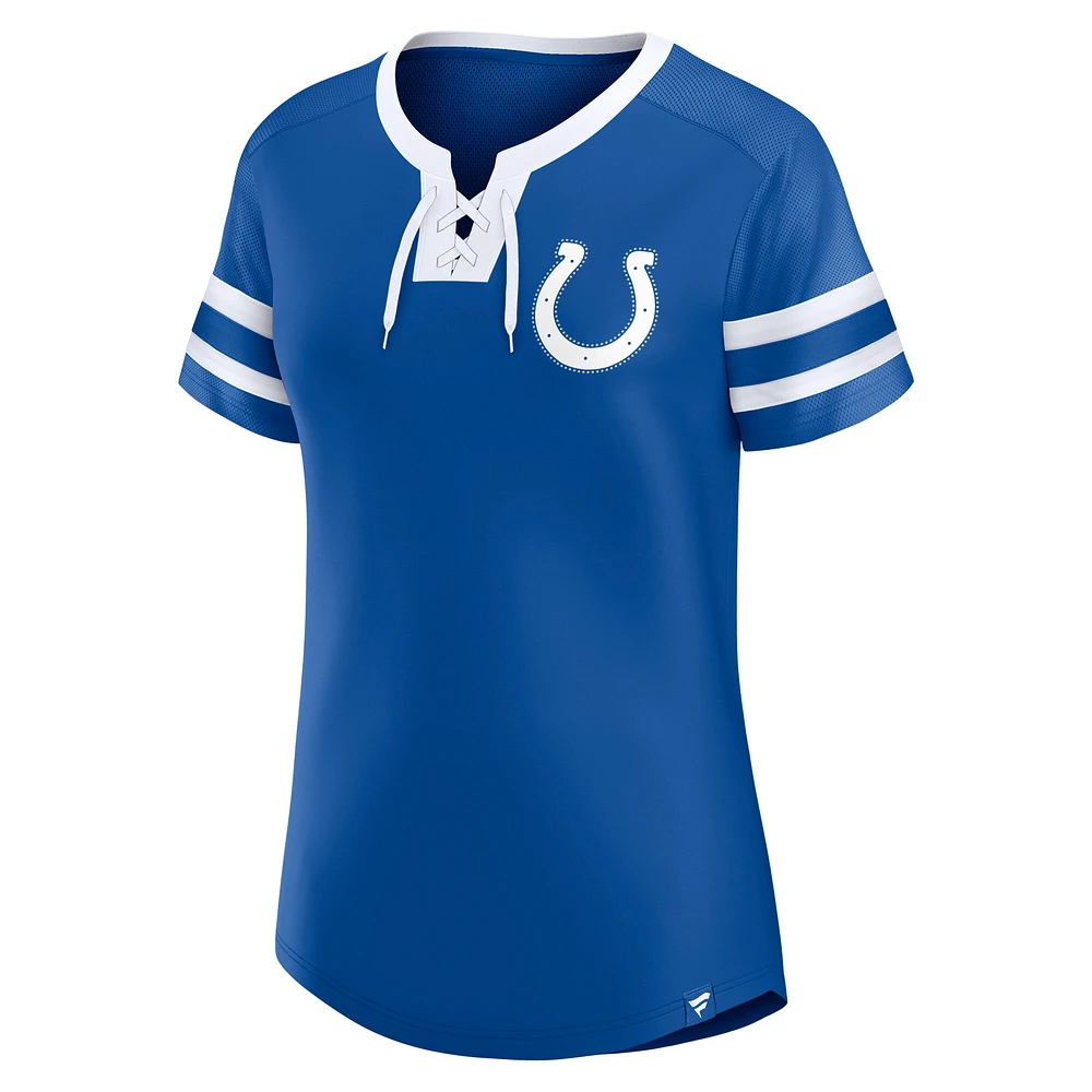 Women's Fanatics  Royal Indianapolis Colts Lace-Up Bling T-Shirt