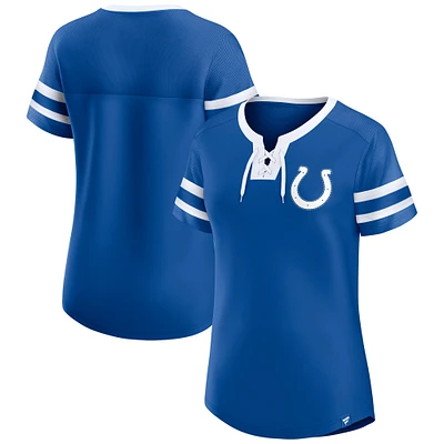 Women's Fanatics  Royal Indianapolis Colts Lace-Up Bling T-Shirt