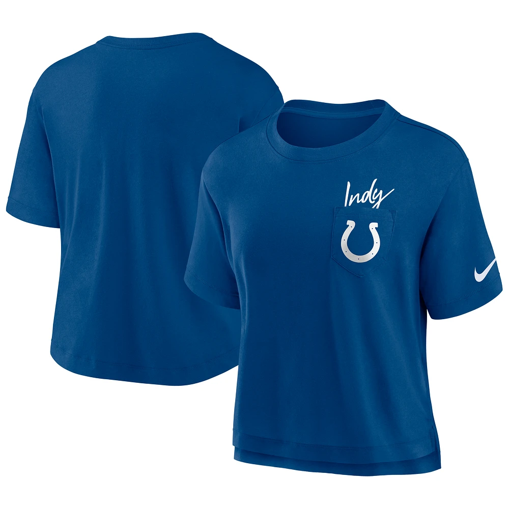 T-shirt Nike bleu Indianapolis Colts Performance Pocket pour femme