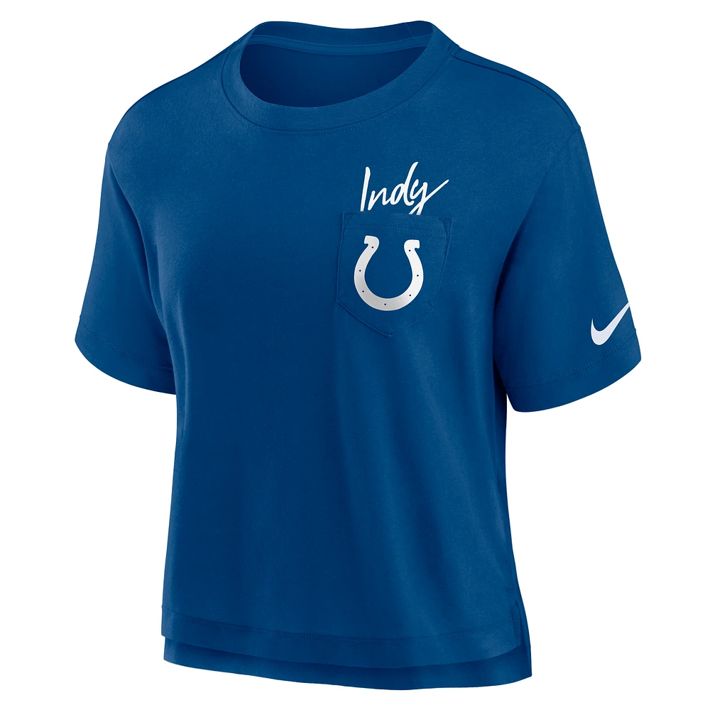 T-shirt Nike bleu Indianapolis Colts Performance Pocket pour femme