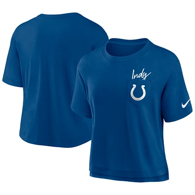 T-shirt Nike bleu Indianapolis Colts Performance Pocket pour femme
