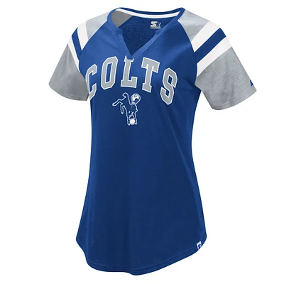 Women's Starter  Royal Indianapolis Colts Game On Notch Neck Raglan T-Shirt