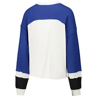 Women's '47 Cream Indianapolis Colts Double Header Curve Raglan Long Sleeve Crop Top