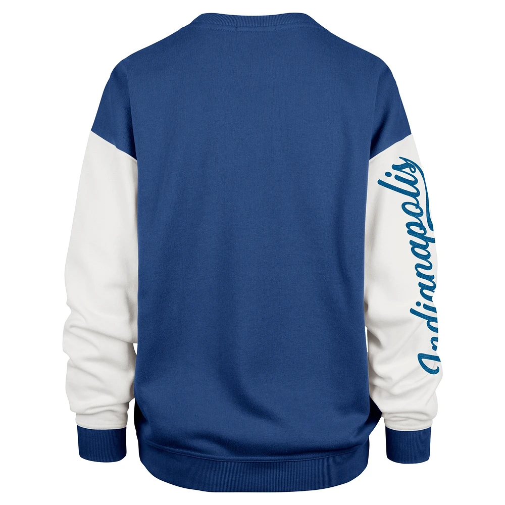 Women's '47  Royal Indianapolis Colts Double Header Rise Andie Pullover Sweatshirt