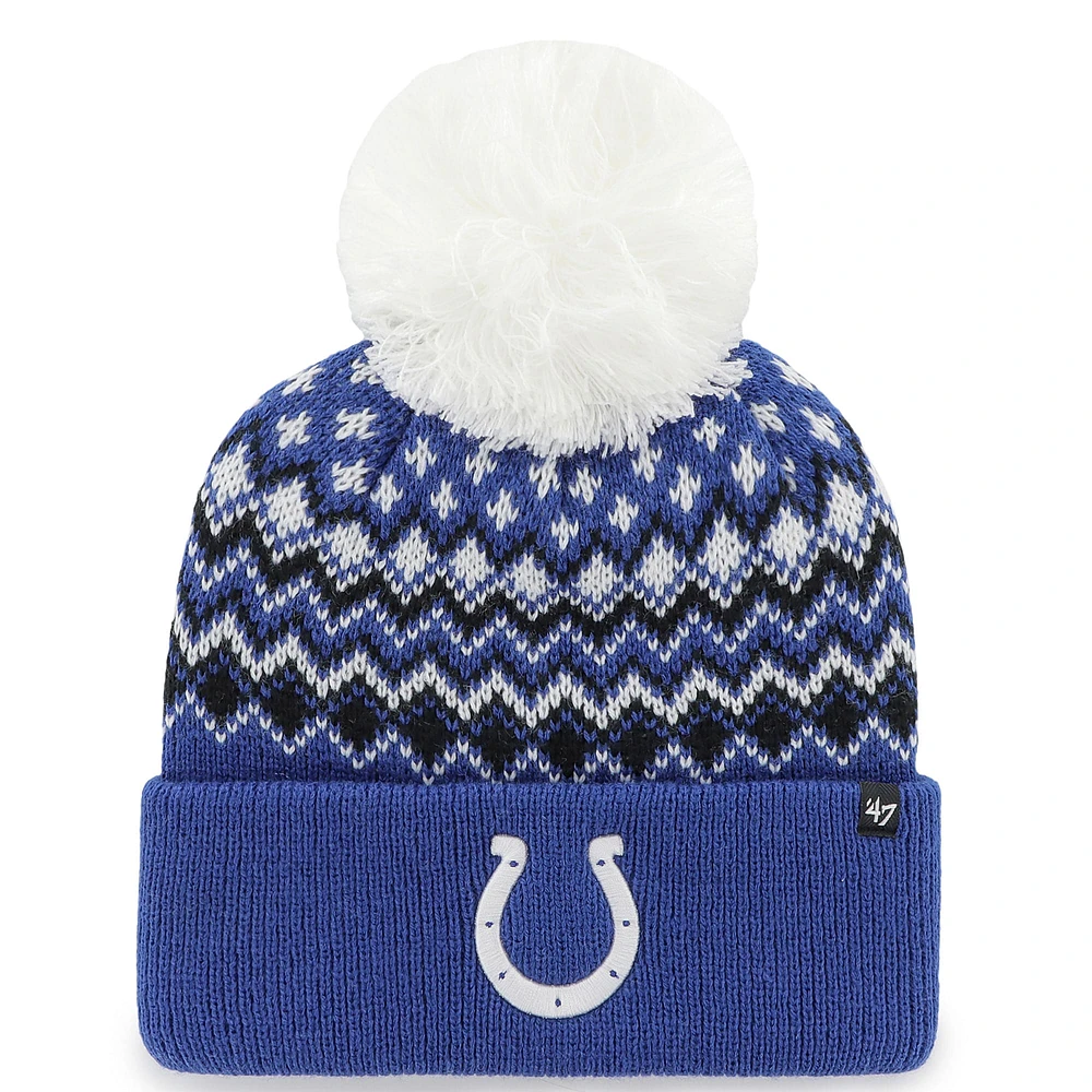 Bonnet tricoté à revers Elsa '47 Royal Indianapolis Colts pour femme avec pompon