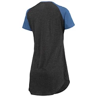 Women's Concepts Sport Black/Heathered Royal Indianapolis Colts Meter Raglan V-Neck Knit Nightshirt