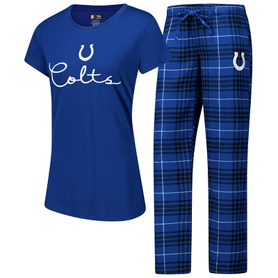 Ensemble de nuit pour femme Concepts Sport avec t-shirt et pantalon en flanelle Indianapolis Colts Vector