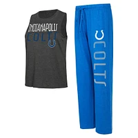 Ensemble débardeur et pantalon Concepts Sport Royal/Noir pour femmes des Indianapolis Colts