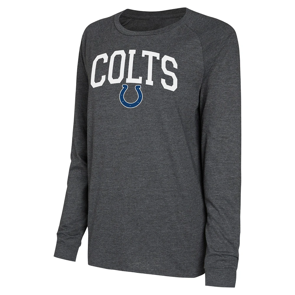 Ensemble de salon Concepts Sport Royal/Noir Indianapolis Colts Raglan T-shirt à manches longues et short pour femmes