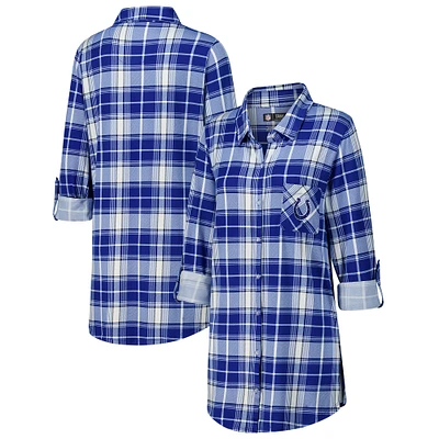 Women's Concepts Sport Royal Indianapolis Colts Ashford Plaid Knit Nightshirt