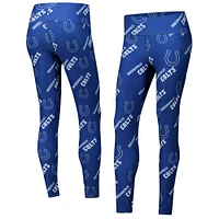 Women's Concepts Sport Royal Indianapolis Colts Breakthrough Allover Print Knit Sleep Leggings