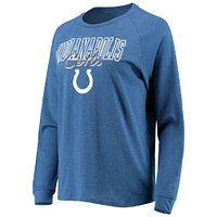 Women's Concepts Sport Royal Indianapolis Colts Meter Knit Long Sleeve Raglan Top & Shorts Sleep Set