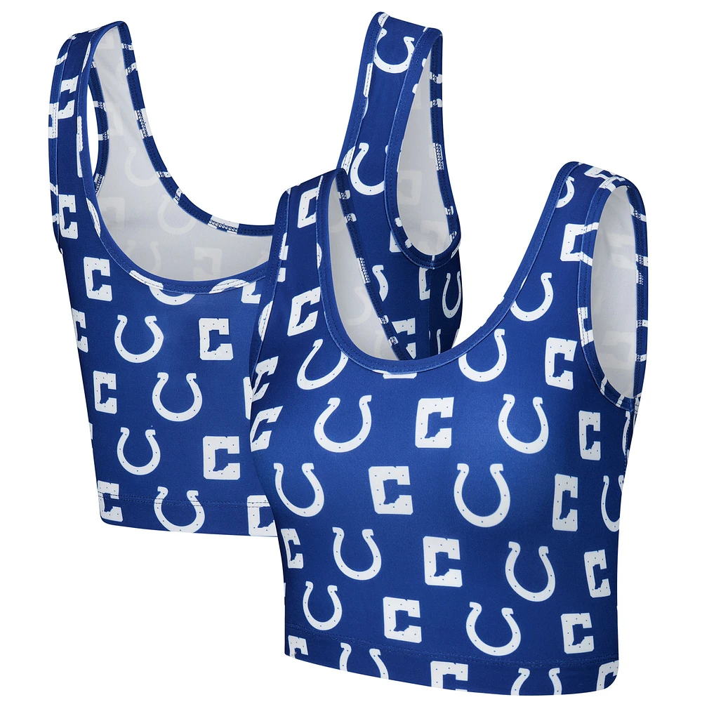 Women's Concepts Sport Royal Indianapolis Colts Record Allover Print Bralette