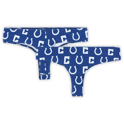 Women's Concepts Sport Royal Indianapolis Colts Record Allover Print Knit Thong