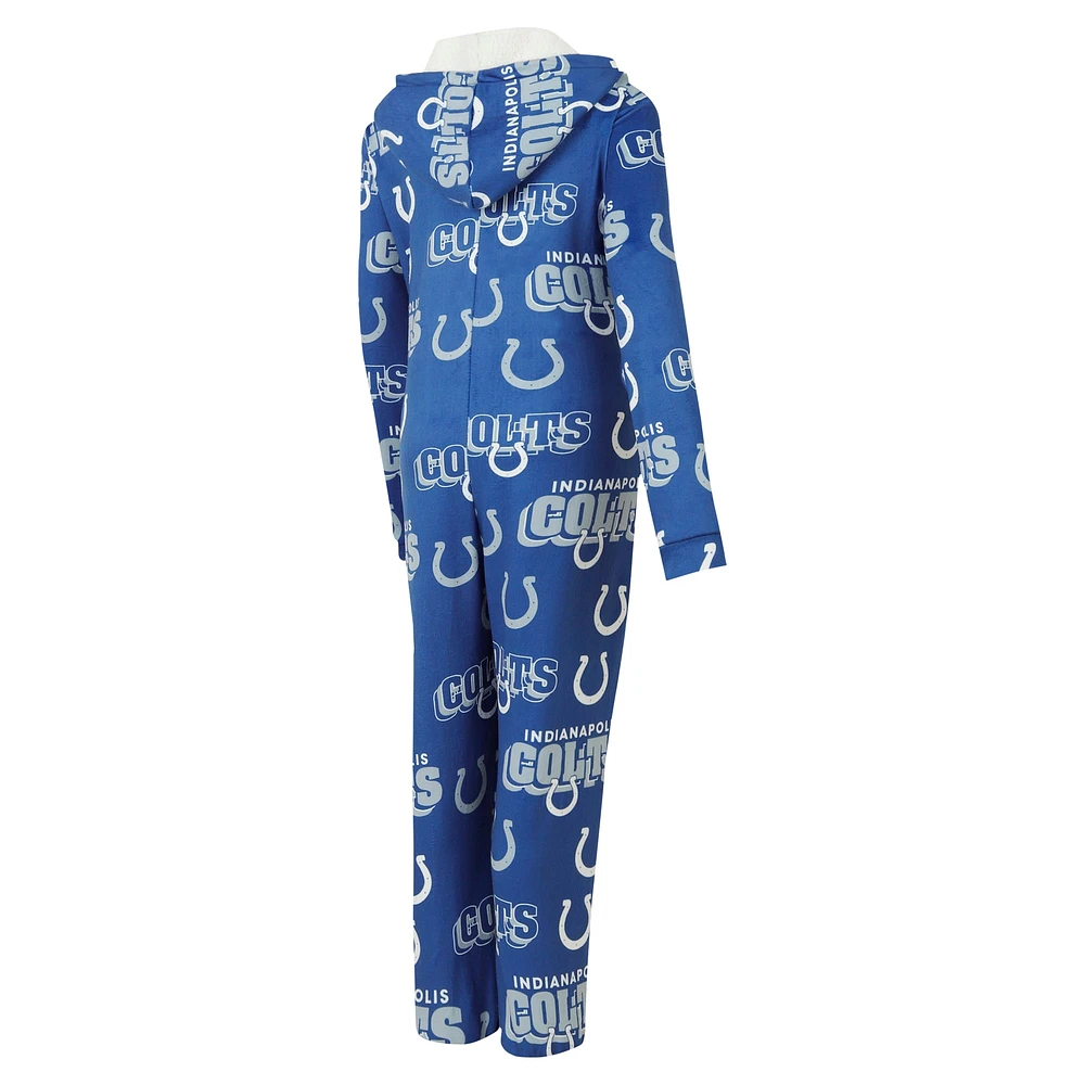 Women's Concepts Sport Royal Indianapolis Colts  Roadway Allover Print Microfleece Full-Zip Union Suit