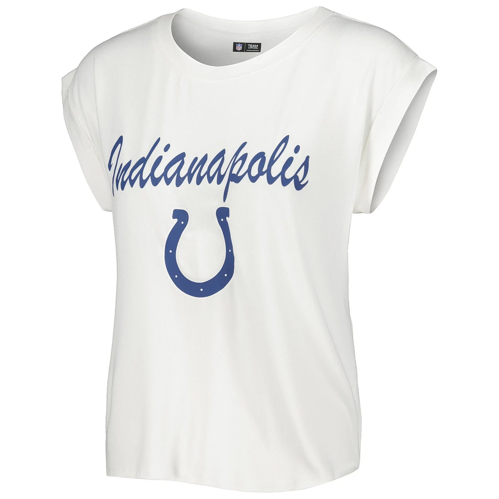 Women's Concepts Sport White/Cream Indianapolis Colts Montana Knit T-Shirt & Shorts Sleep Set