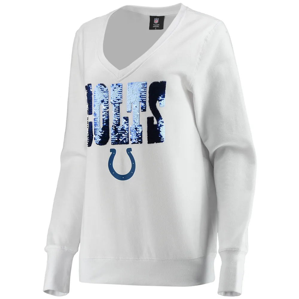 Cuce Women's Cuce White Indianapolis Colts Victory V-Neck Pullover  Sweatshirt