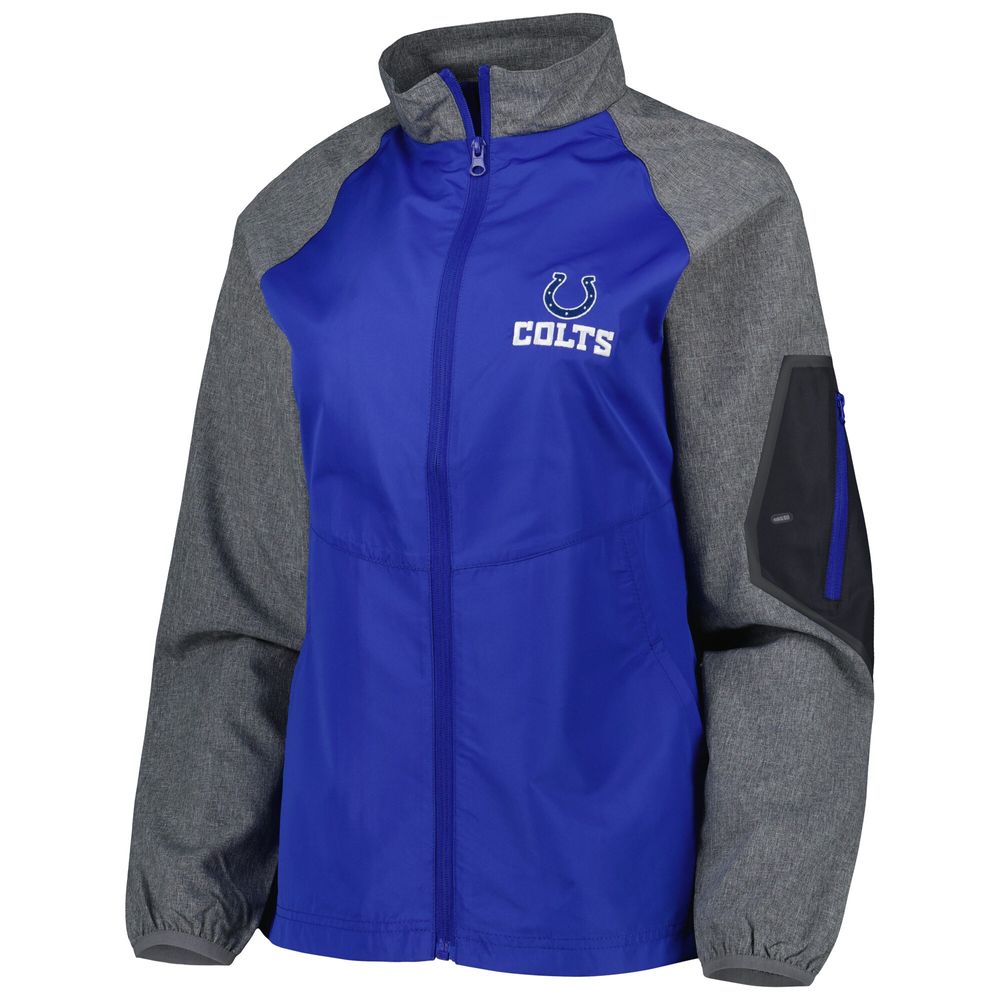 Women's Dunbrooke Royal/Gray Indianapolis Colts Hurricane Raglan Full-Zip Windbreaker