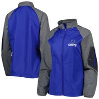 Women's Dunbrooke Royal/Gray Indianapolis Colts Hurricane Raglan Full-Zip Windbreaker