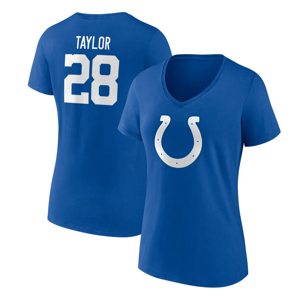 Women's Fanatics Branded Jonathan Taylor Royal Indianapolis Colts Player  Icon Name & Number V-Neck T-Shirt