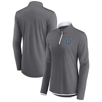 Women's Fanatics  Gray Indianapolis Colts Corner Long Sleeve 1/4 Zip Top