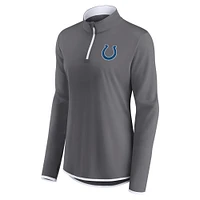 Women's Fanatics  Gray Indianapolis Colts Corner Long Sleeve 1/4 Zip Top