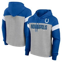 Women's Fanatics Heather Gray/Royal Indianapolis Colts Bold Play Call Pullover Hoodie