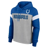 Women's Fanatics Heather Gray/Royal Indianapolis Colts Bold Play Call Pullover Hoodie