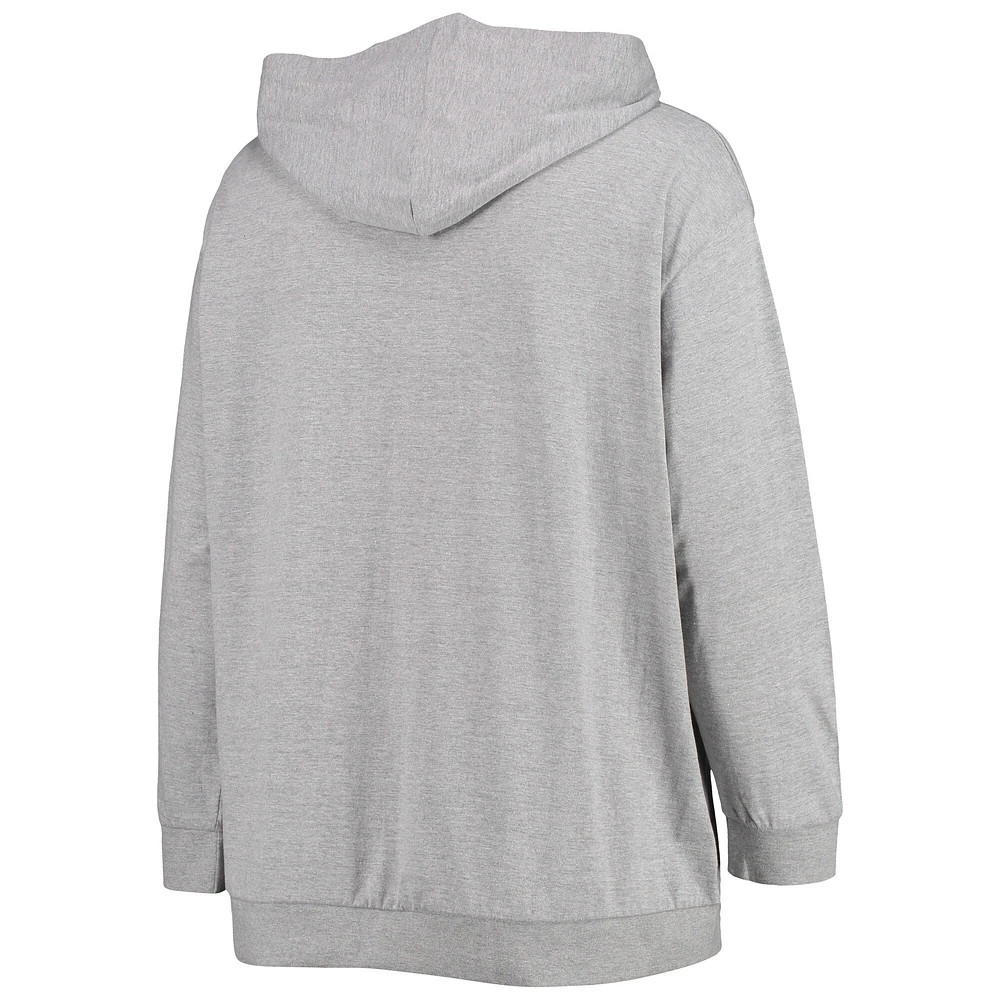 Women's Fanatics Heathered Gray Indianapolis Colts Plus Lace-Up Pullover Hoodie