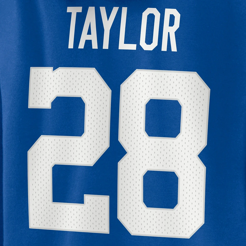 Women's Fanatics Jonathan Taylor Royal Indianapolis Colts Player Icon Name & Number V-Neck Pullover Hoodie