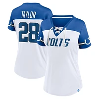 Fanatics pour femmes Jonathan Taylor Blanc Indianapolis Colts Athena Nom et numéro Haut à col en V