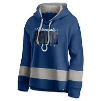 Sweat à capuche en polaire color block Huddle Up Fundamental Indianapolis Colts Royal/Gris Fanatics pour femme