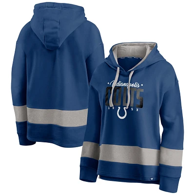 Sweat à capuche en polaire color block Huddle Up Fundamental Indianapolis Colts Royal/Gris Fanatics pour femme
