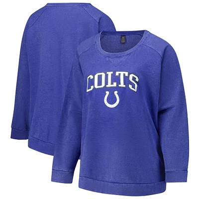 Women's Fanatics  Royal Indianapolis Colts Acid Wash Raglan Pullover Sweatshirt