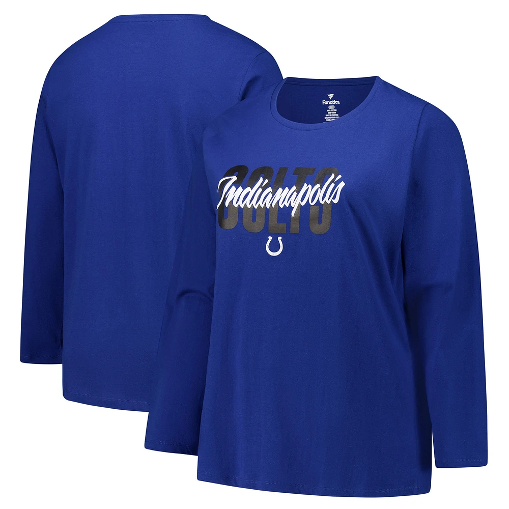 T-shirt à manches longues et col rond pour femme Fanatics Royal Indianapolis Colts