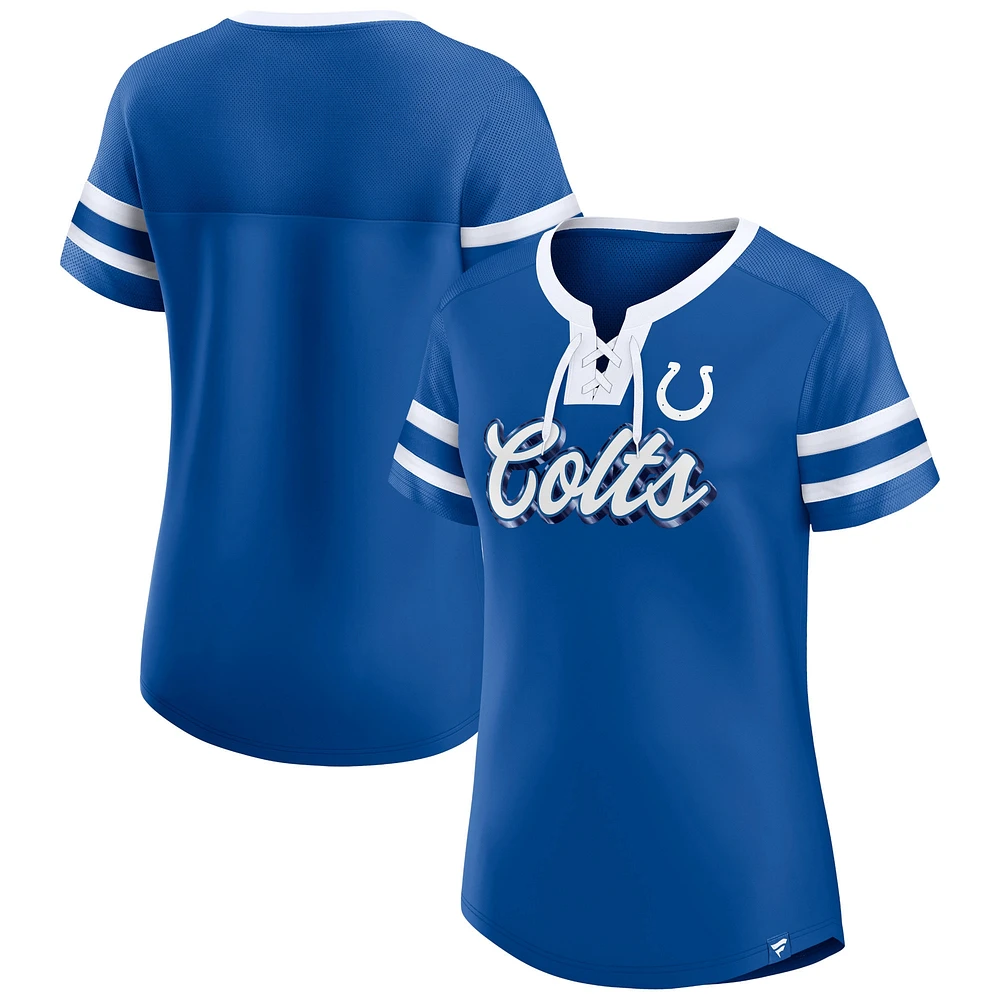 T-shirt à lacets Fanatics Royal Indianapolis Colts Original State pour femmes