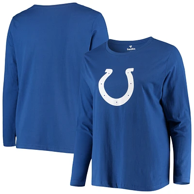 T-shirt à manches longues avec logo principal Fanatics Royal Indianapolis Colts pour femmes, grande taille