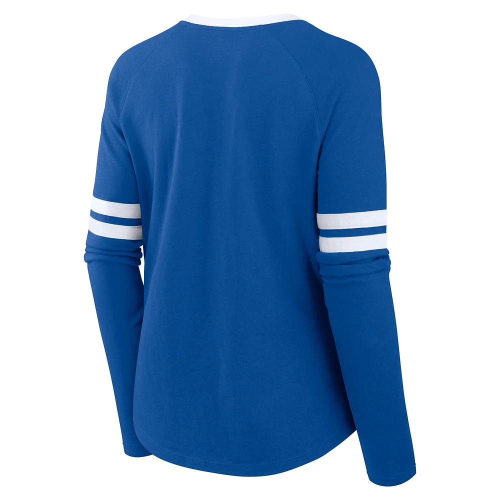 Haut tendance à manches longues lacets Fanatics Royal Indianapolis Colts Won and Done pour femmes