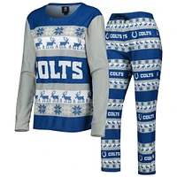 FOCO Royal Indianapolis Colts Holiday Ugly Ensemble de pyjama pour femme