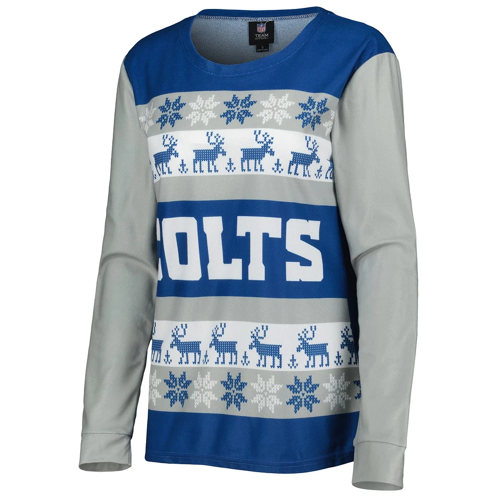 FOCO Royal Indianapolis Colts Holiday Ugly Ensemble de pyjama pour femme