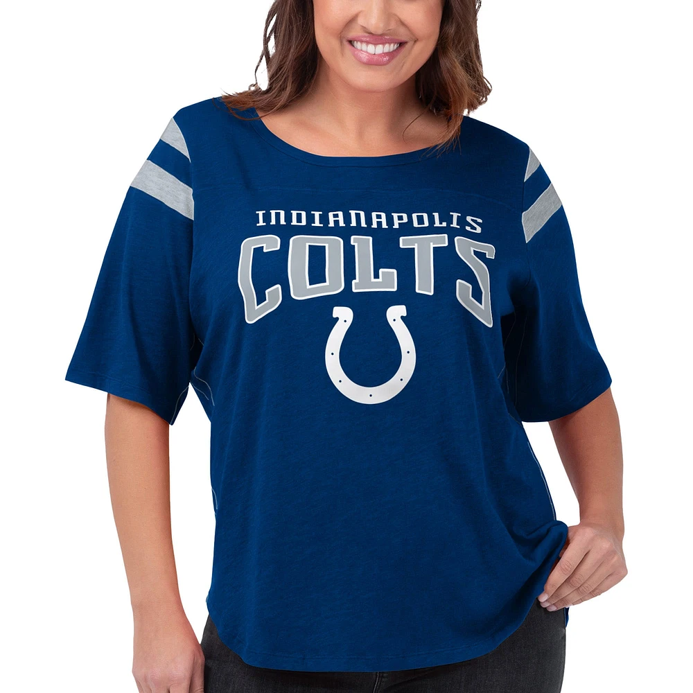 Women's G-III 4Her by Carl Banks Royal Indianapolis Colts Plus Linebacker T-Shirt