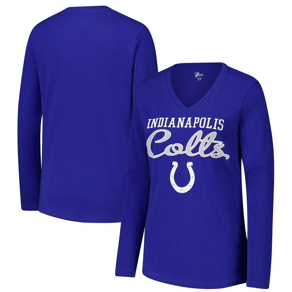 T-shirt à manches longues et col en V G-III 4Her de Carl Banks pour femme des Royal Indianapolis Colts