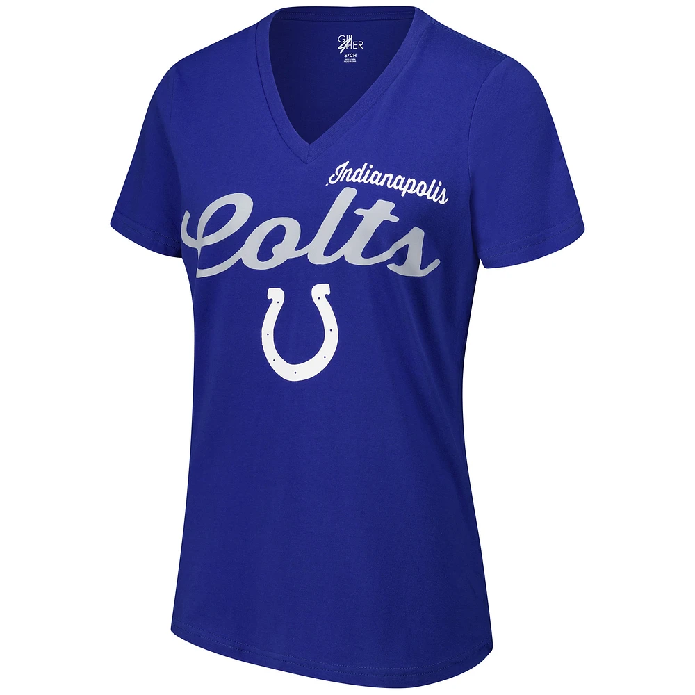 T-shirt à col en V d'après-saison G-III 4Her par Carl Banks pour femme des Royal Indianapolis Colts