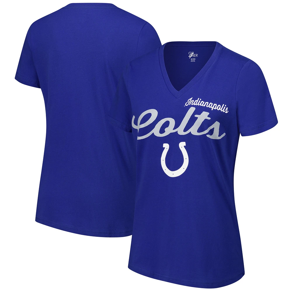 T-shirt à col en V d'après-saison G-III 4Her par Carl Banks pour femme des Royal Indianapolis Colts