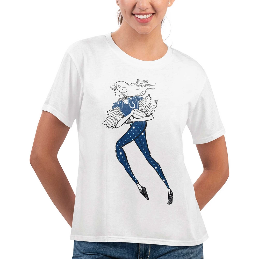 T-shirt blanc G-III 4Her par Carl Banks pour femmes des Colts d'Indianapolis Play The Ball