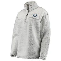 Women's Gray Indianapolis Colts Sherpa Quarter-Zip Pullover Jacket