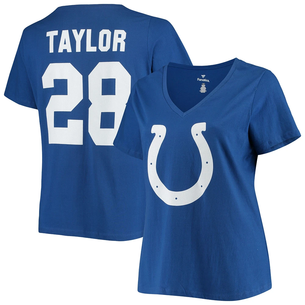 Jonathan Taylor Royal Indianapolis Colts T-shirt à col en V taille plus Fair Catch pour femmes