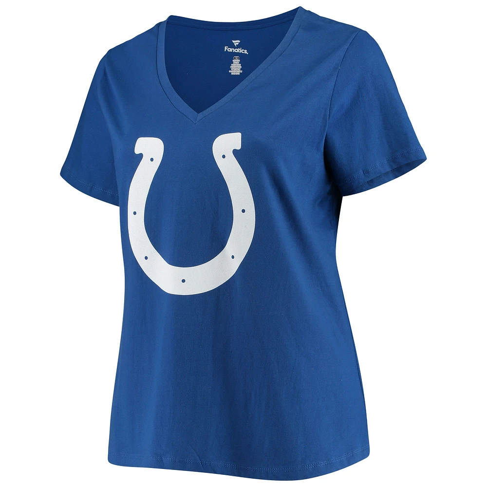 Jonathan Taylor Royal Indianapolis Colts T-shirt à col en V taille plus Fair Catch pour femmes