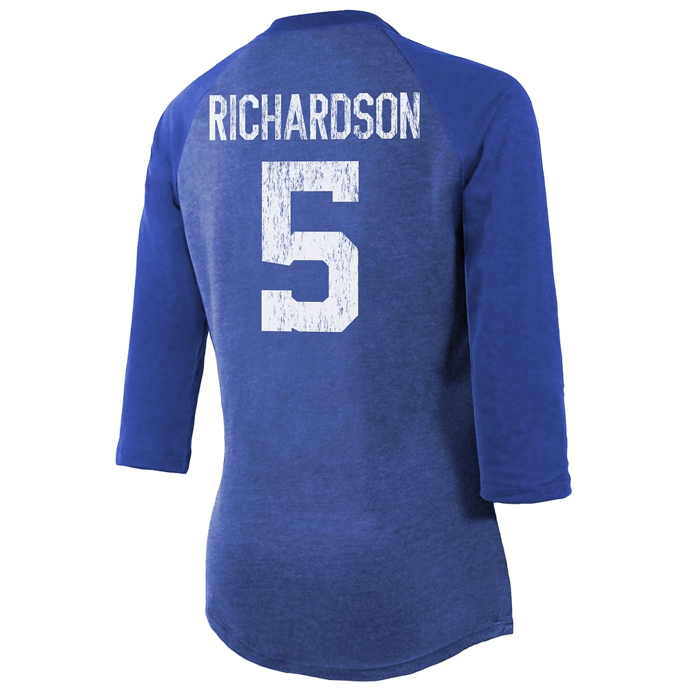 Majestic Threads pour femme Anthony Richardson Royal Indianapolis Colts Nom et numéro du joueur T-shirt ajusté à manches 3/4 en trois mélanges